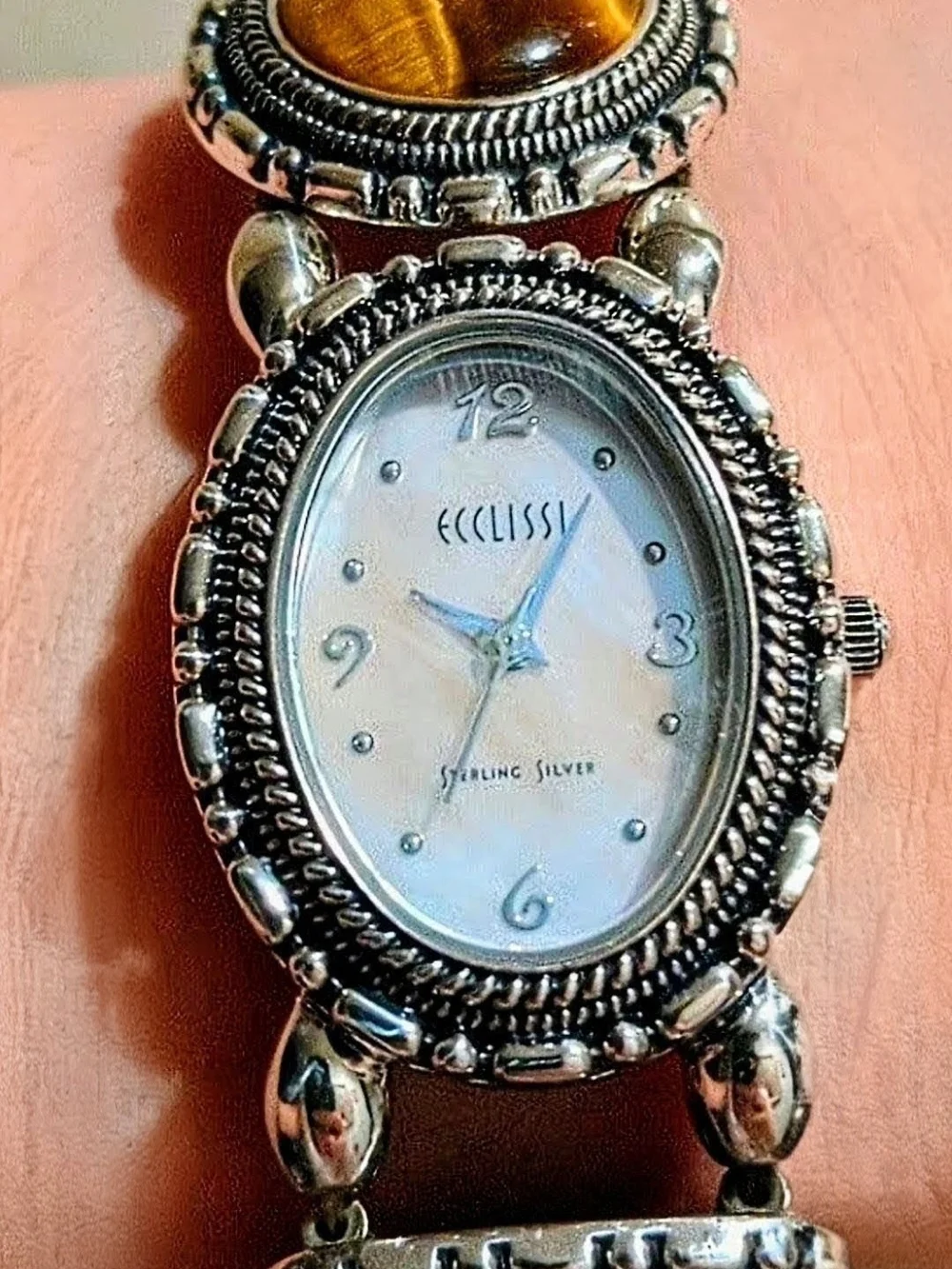 Sterling Silver- Precious Stones Women's Bracelet Watch